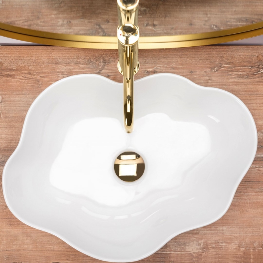 REA-U0265 - Tason päälle asennettava pesuallas PEARL 38x50,5 cm keramiikka/kiiltävä valkoinen