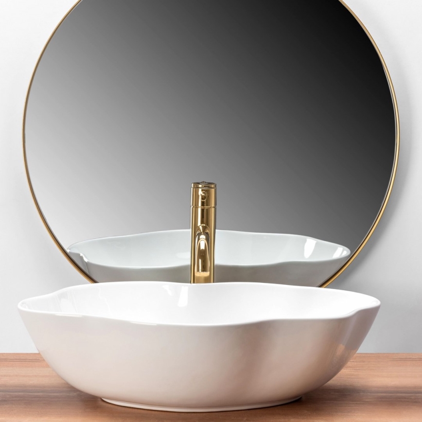 REA-U0265 - Tason päälle asennettava pesuallas PEARL 38x50,5 cm keramiikka/kiiltävä valkoinen