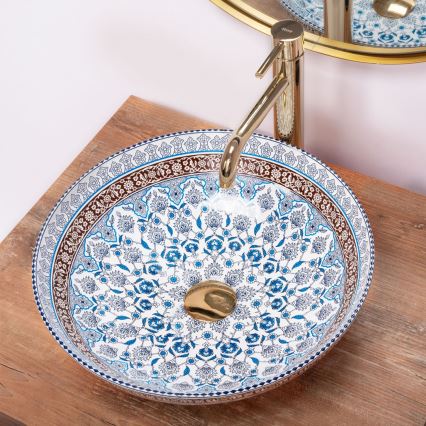 REA-U0267 - Pöytätason pesuallas ARTE Ø 40 cm keraamiikka/ornamenttikuosi