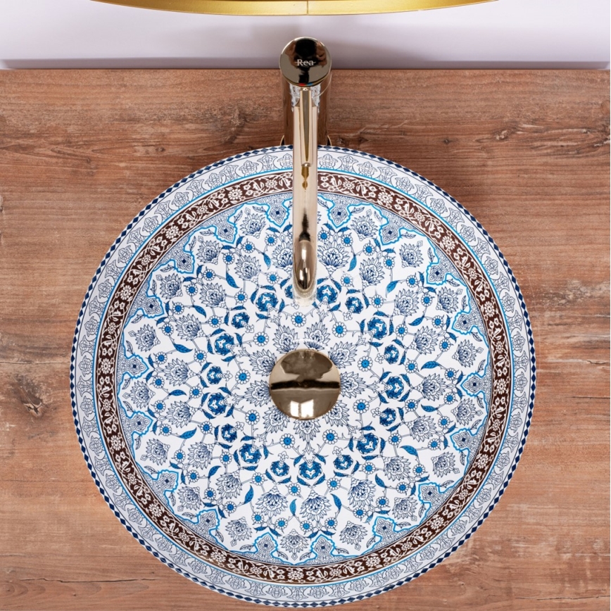 REA-U0267 - Pöytätason pesuallas ARTE Ø 40 cm keraamiikka/ornamenttikuosi