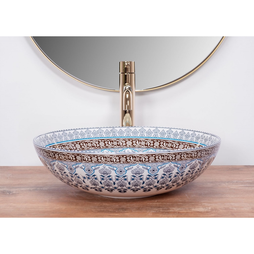 REA-U0267 - Pöytätason pesuallas ARTE Ø 40 cm keraamiikka/ornamenttikuosi