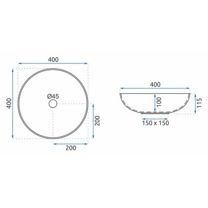 REA-U0267 - Pöytätason pesuallas ARTE Ø 40 cm keraamiikka/ornamenttikuosi