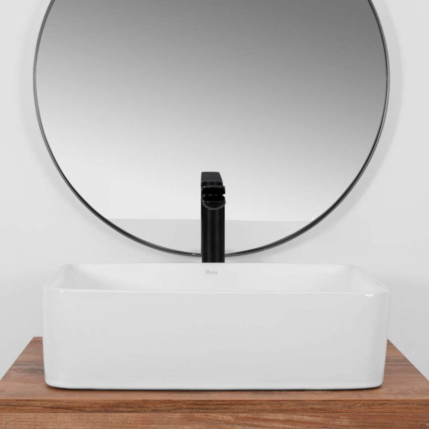 REA-U0669 - Tasoon asennettava pesuallas ANITA 37,5x48,5 cm keramiikka/kiiltävä valkoinen