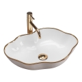 REA-U0696 - Pöytätason pesuallas PEARL 38x50,5 cm keramiikka/kiiltävä valkoinen/kultainen