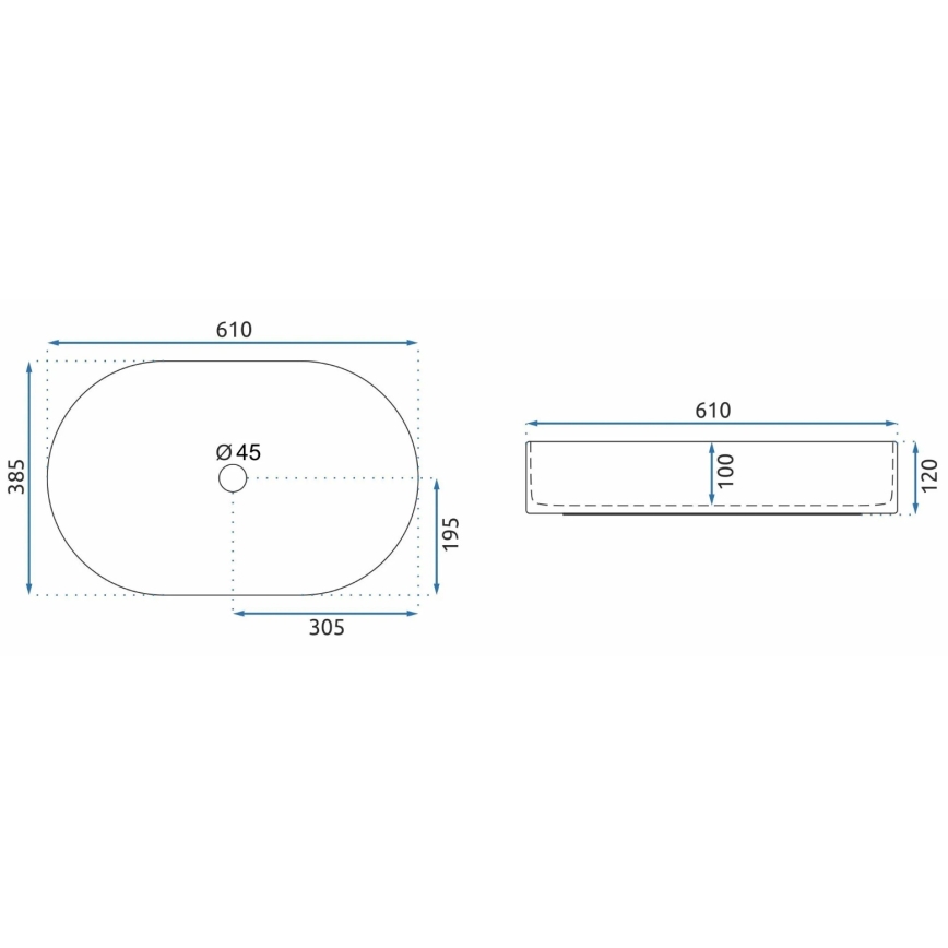 REA-U1055 - NADIA tasoon asennettava pesuallas 38,5x61 cm, keraaminen/kiiltävä valkoinen
