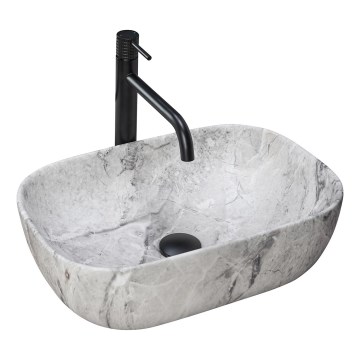 REA-U3800 - LIVIA 33,5x46,5 cm tasoon asennettava pesuallas, keramiikka/harmaa/kiven jäljitelmä