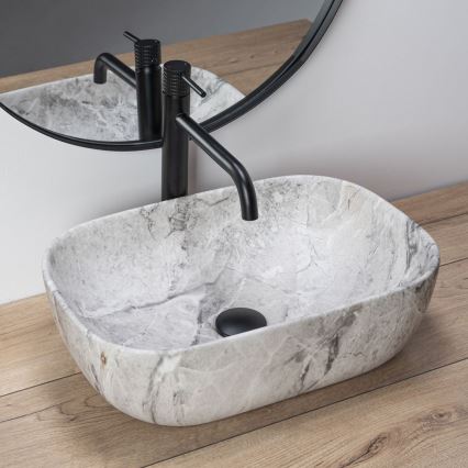 REA-U3800 - LIVIA 33,5x46,5 cm tasoon asennettava pesuallas, keramiikka/harmaa/kiven jäljitelmä