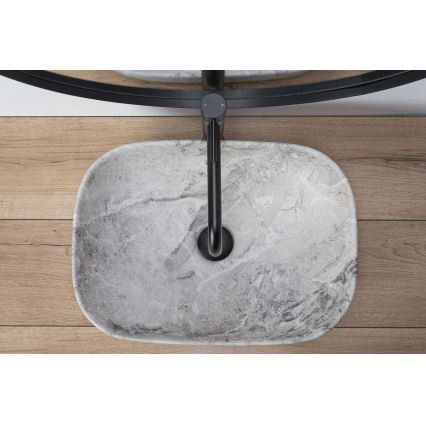 REA-U3800 - LIVIA 33,5x46,5 cm tasoon asennettava pesuallas, keramiikka/harmaa/kiven jäljitelmä