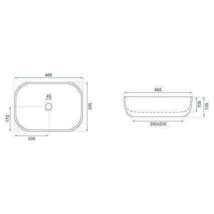 REA-U3800 - LIVIA 33,5x46,5 cm tasoon asennettava pesuallas, keramiikka/harmaa/kiven jäljitelmä