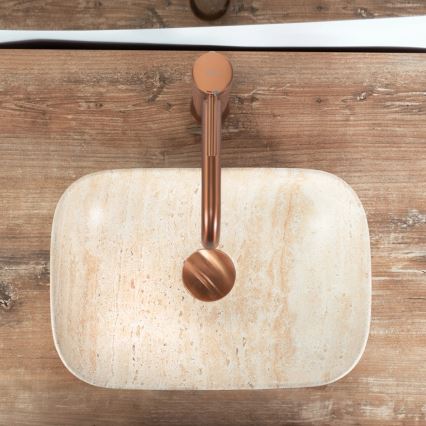 REA-U4700 - Pöytätason pesuallas BELINDA 25x36 cm keramiikka/beige/kiven jäljitelmä