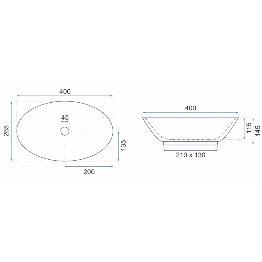 REA-U5804 - PAMELA MINI tasoon asennettava pesuallas 26,5x40 cm keramiikka/kiiltävä valkoinen