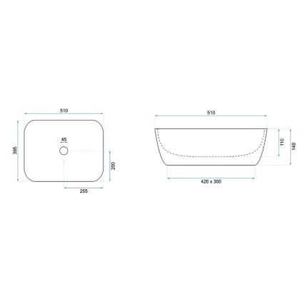 REA-U6647 - Tasolle asennettava pesuallas FREJA 39,5x51 cm keraaminen/harmaa/marmorikuvio