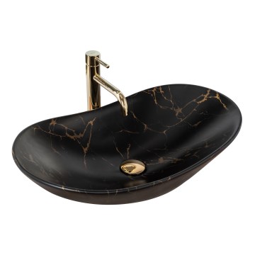 REA-U7478 - Pöytätason pesuallas ROYAL 36x62 cm keramiikka/musta/marmorikuviointi