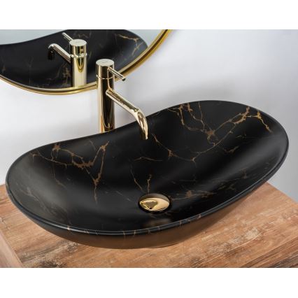 REA-U7478 - Pöytätason pesuallas ROYAL 36x62 cm keramiikka/musta/marmorikuviointi