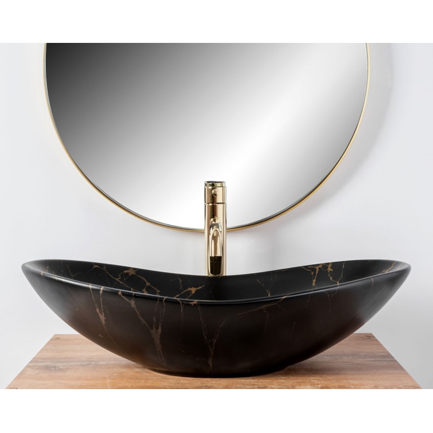 REA-U7478 - Pöytätason pesuallas ROYAL 36x62 cm keramiikka/musta/marmorikuviointi