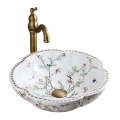REA-U7504 - Pöytätason pesuallas FELICIA Ø 42,5 cm, keramiikka/kukkakuvio
