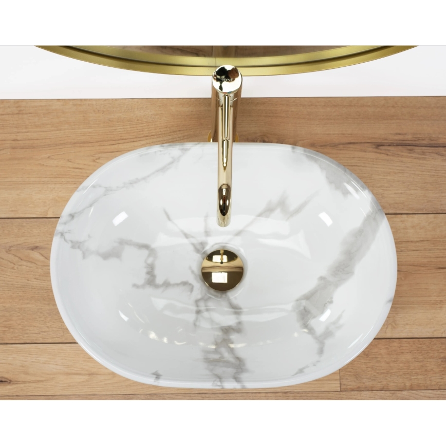 REA-U8001 - AMELIA tason päälle asennettava pesuallas 34,5x48 cm, keramiikka/marmorikuvio