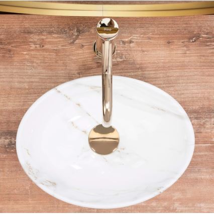 REA-U8014 - Pöytätason pesuallas SOFIA MINI 27x34 cm, keramiikka/marmorikuvio