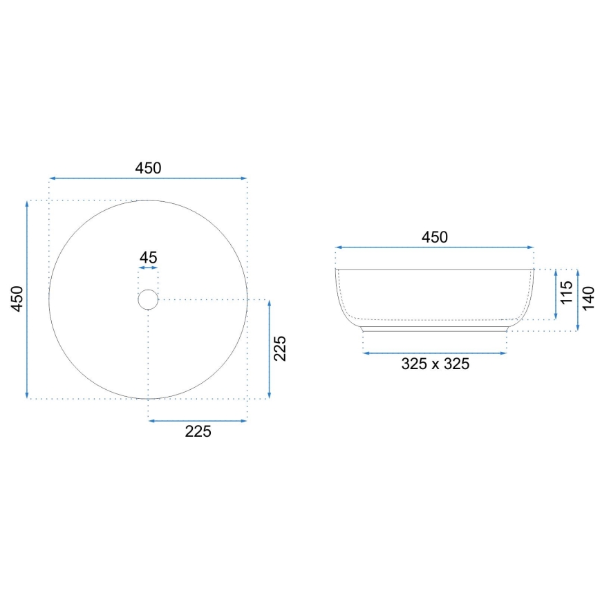 REA-U8493 - ELMA-tasoallas Ø 45 cm, keramiikka/kiiltävä valkoinen
