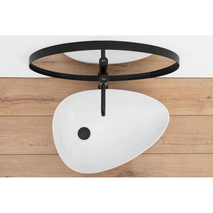 REA-U8536 - GRETA-pöytätasoallas 39x56 cm, keramiikka/kiiltävän valkoinen