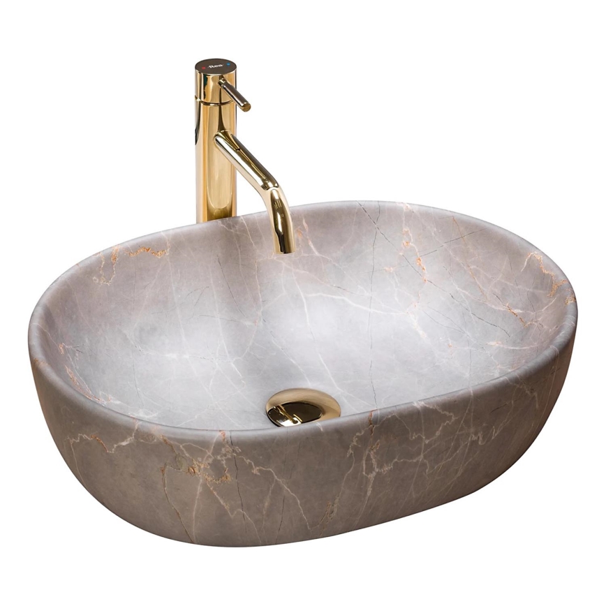 REA-U9887 - Tasolle asennettava pesuallas LARA 35x48,5 cm keramiikka/harmaa/marmorikuviointi