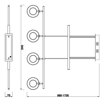 Reality - LED-kattokruunu johdossa PRATER 4xLED/4,5W/230V