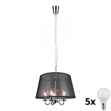 Reality - LED Kattokruunu ketjussa CIMA 5xE14/40W/230V musta