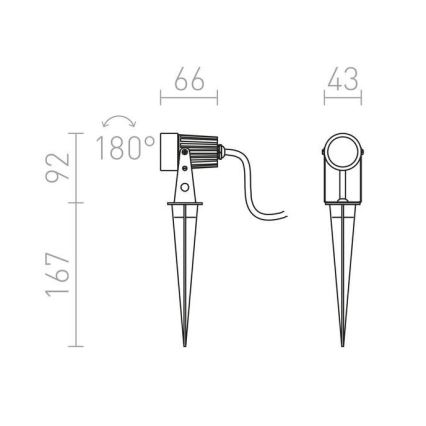 RED - Design Rendl - R10530 - LED-ulkovalo GUN LED/3W/230V IP65