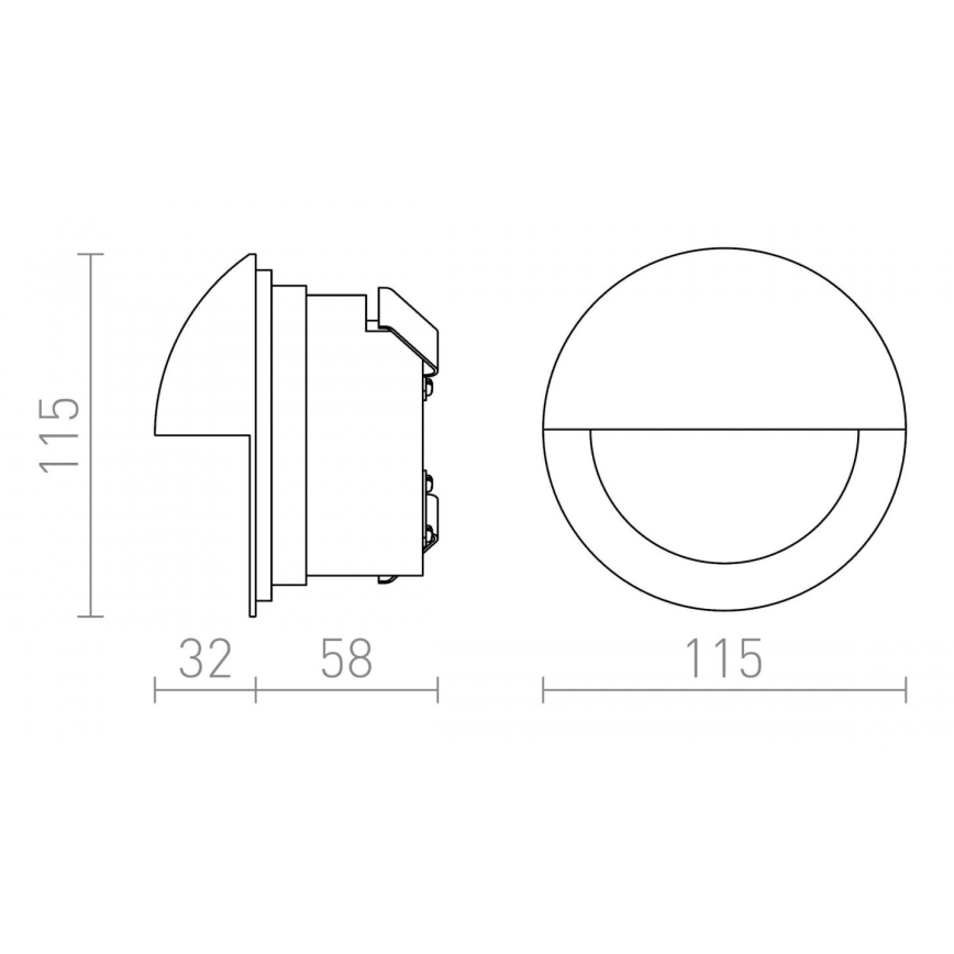 RED - Design Rendl - R10558 - LED Sisäänrakennettu ulkovalo  ASTERIA LED/3W/230V IP54