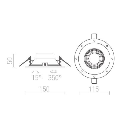 RED - Design Rendl - R12046 - Upotetttu valo IPSO 1xGU10/50W/230V