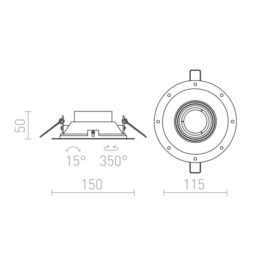 RED - Design Rendl - R12046 - Upotetttu valo IPSO 1xGU10/50W/230V