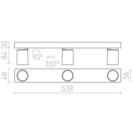 RED - Design Rendl - R12078 - Kohdevalo DUGME 3xGU10/35W/230V