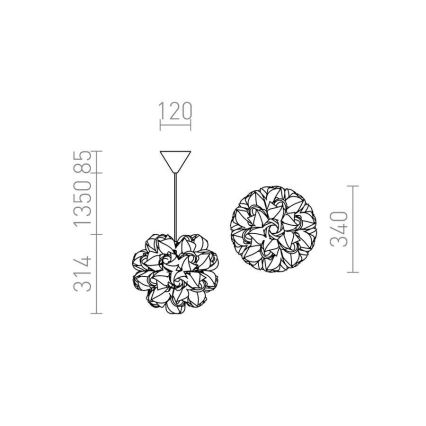 RED - Design Rendl - R12384 - Kattokruunu johdossa COCO 1xE27/28W/230V
