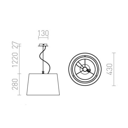 RED - Design Rendl - R12483 - Kattokruunu johdossa ESPLANADE 1xE27/42W/230V
