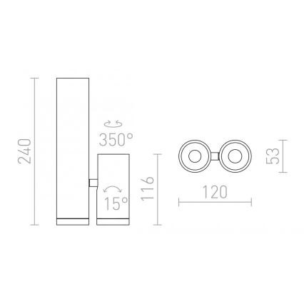RED - Design Rendl - R12499 - LED-kohdevalo BOGARD 2xLED/5W/230V
