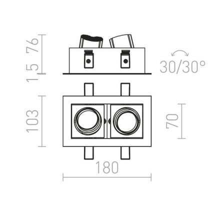 RED - Design Rendl - R12857 - LED upotettava valo BONDY 2xLED/7W/230V