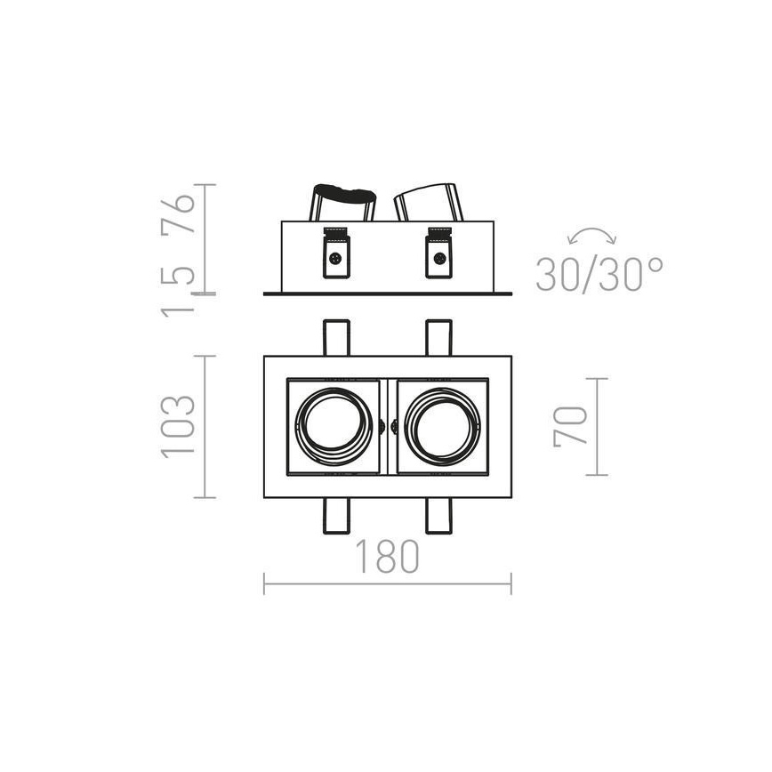 RED - Design Rendl - R12857 - LED upotettava valo BONDY 2xLED/7W/230V