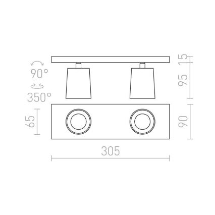 RED - Design Rendl - R12915 - Kohdevalo KENNY 2xGU10/35W/230V