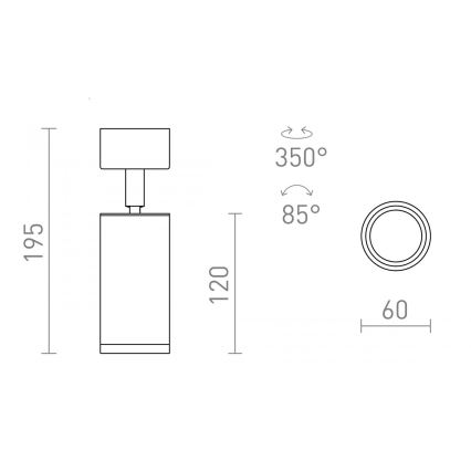 RED - Design Rendl - R13363 - Kohdevalo BELENOS 1xGU10/9W/230V