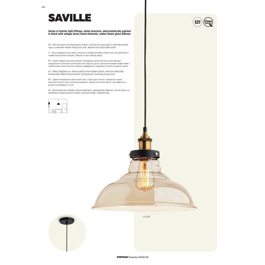 Redo 01-1026 - Seinävalaisin SAVILLE 1xE27/42W/230V