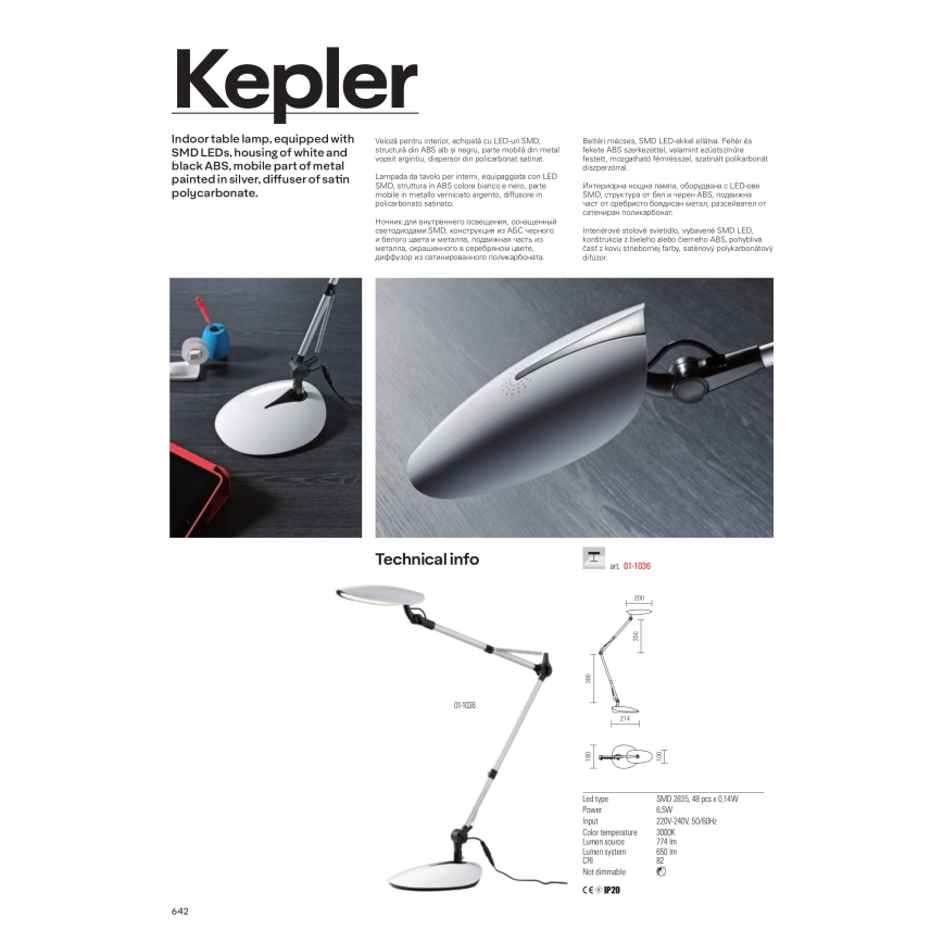 Redo 01-1036 - LED-pöytävalaisin KEPLER VEIOZA LED/6.5W/230V