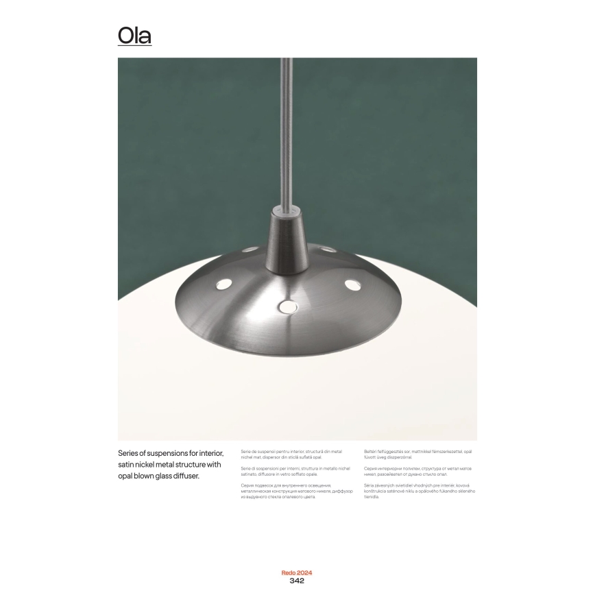 Redo 01-1066 - Kattokruunu johdossa OLA 2xE27/42W/230V halkaisija 40 cm