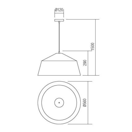 Redo 01-1102 - Kattokruunu johdossa AYLA 1xE27/42W/230V halkaisija 56 cm kulta