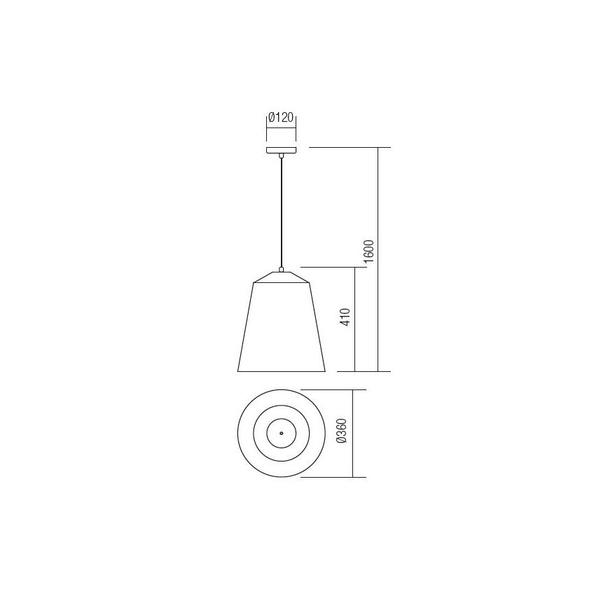 Redo 01-1104 - Kattokruunu johdossa AYLA 1xE27/42W/230V halkaisija 36 cm kulta