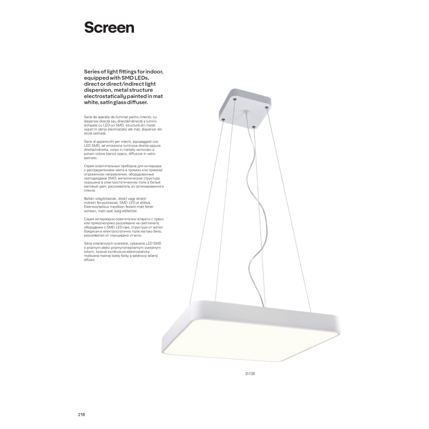 Redo 01-1124 - LED-riippuvalaisin SCREEN LED/48W/230V 3000K