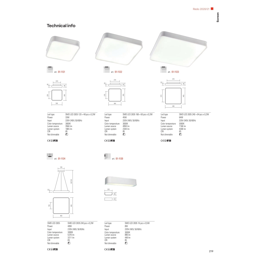 Redo 01-1124 - LED-riippuvalaisin SCREEN LED/48W/230V 3000K