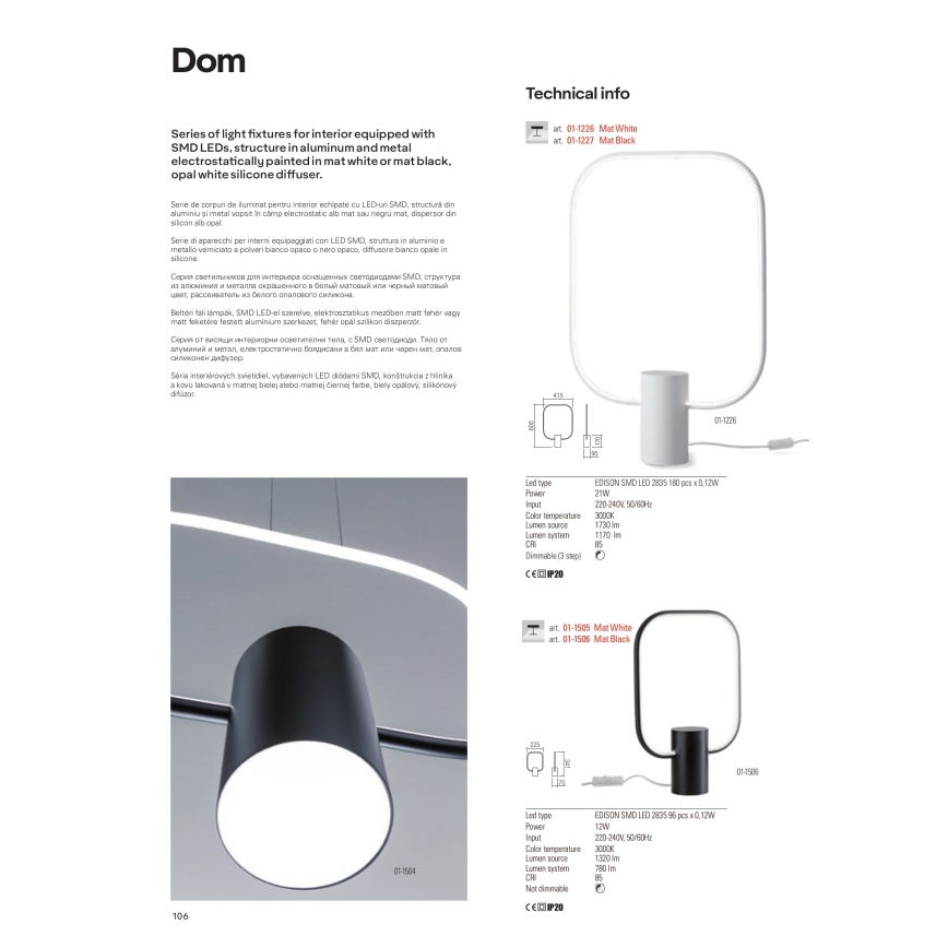 Redo 01-1227 - Himmennettävä LED-pöytälamppu DOM LED/21W/230V musta