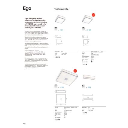 Redo 01-1236 - EGO LED/12W/230V IP44 kylpyhuoneen kattovalaisin, kiiltävä kromi