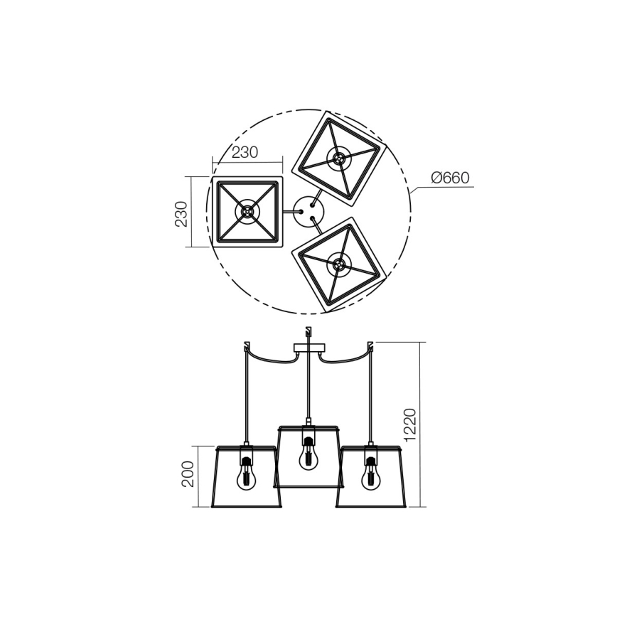 Redo 01-1265 - Kattokruunu johdossa SKETCH 3xE27/42W/230V hämähäkki