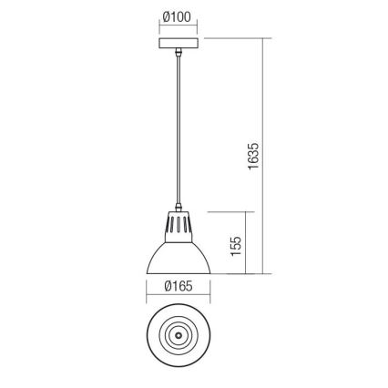 Redo 01-1279 - PEEP-riippuvalaisin vaijerilla 1xE27/42W/230V Ø 16,5 cm musta